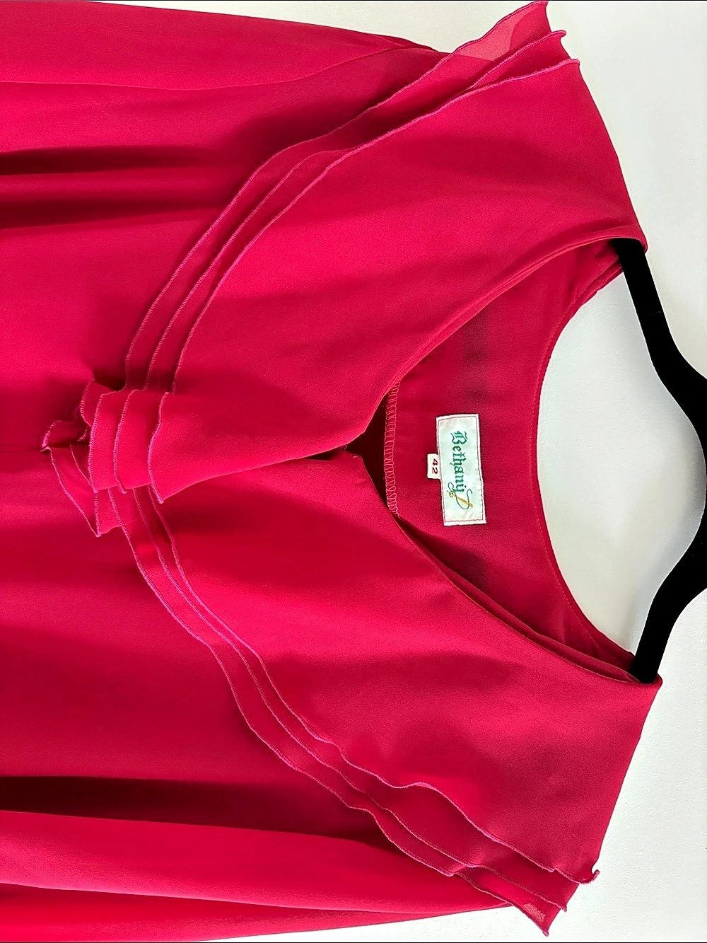 Vintage Bethany L Ruffle Blouse in Pink Size 42 - Picture 3 of 6